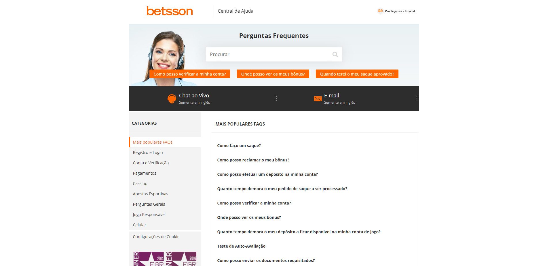 Betsson Apoio Cliente